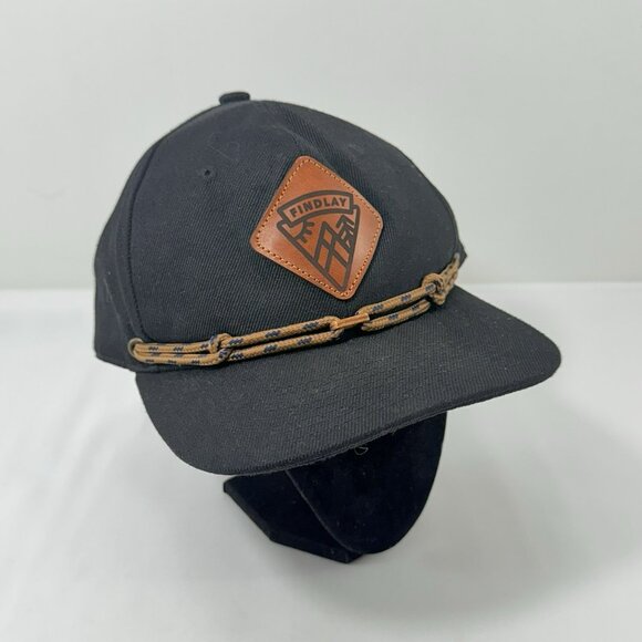 Findlay Snapback Baseball Hat Men Cap Lace Tied Link String Logo Emblem Black - Picture 3 of 12